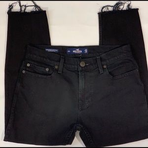 Hollister super skinny raw hem black denim jeans